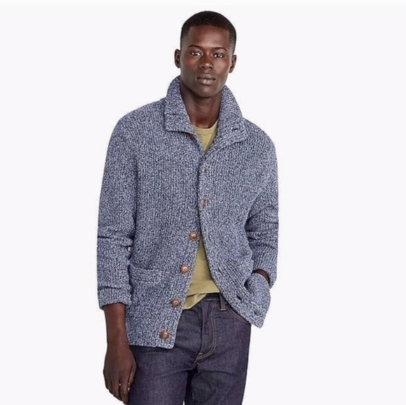 J. Crew Other - J Crew Marled cotton mockneck cardigan sweater Large